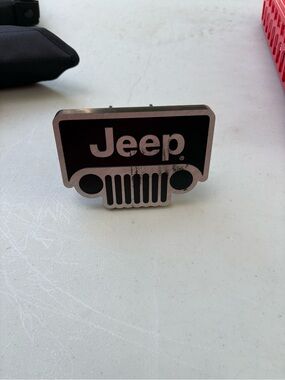 Jeep Black and Silver Logo hitch cover